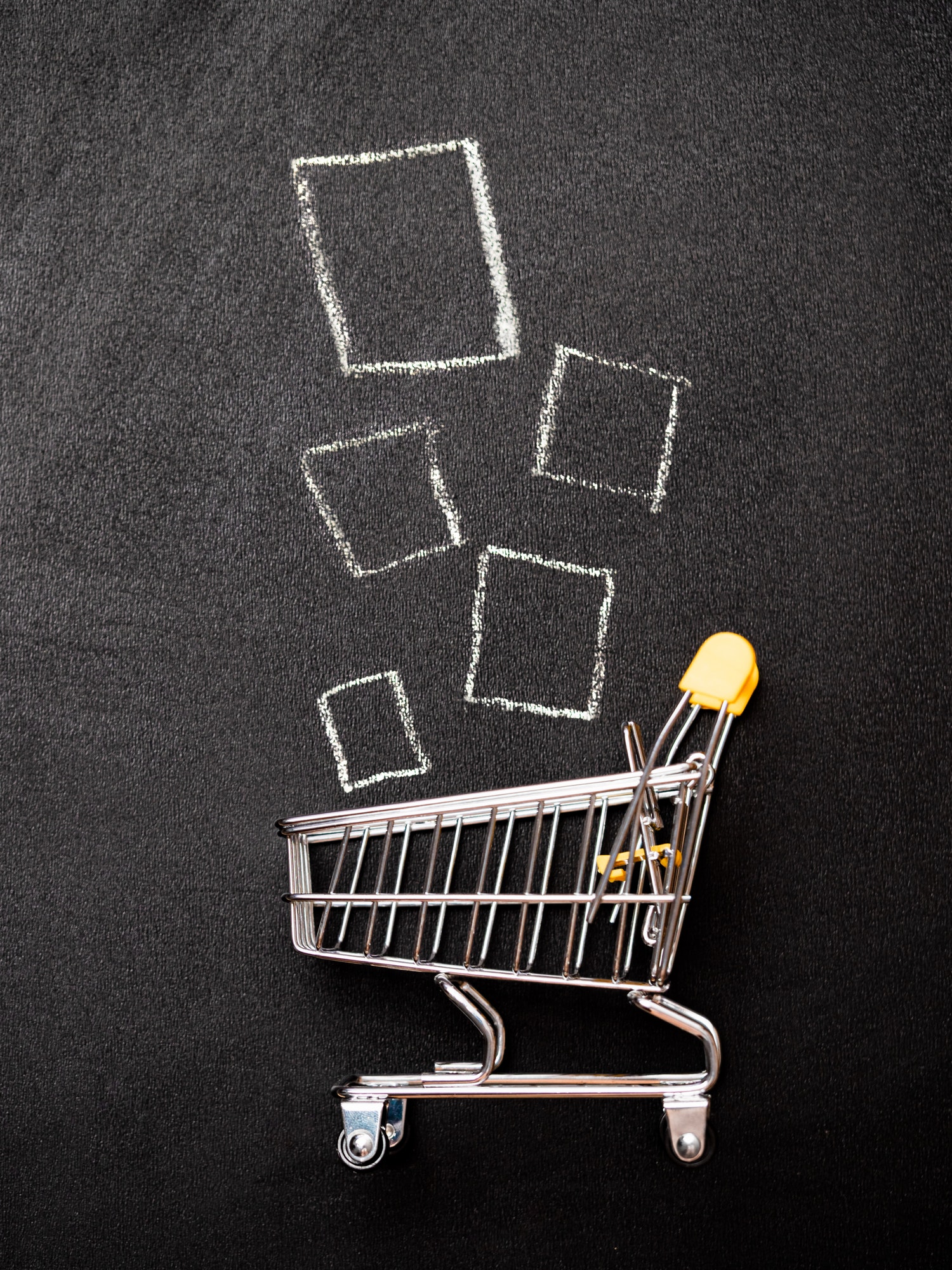 Shopping cart and products, vertical