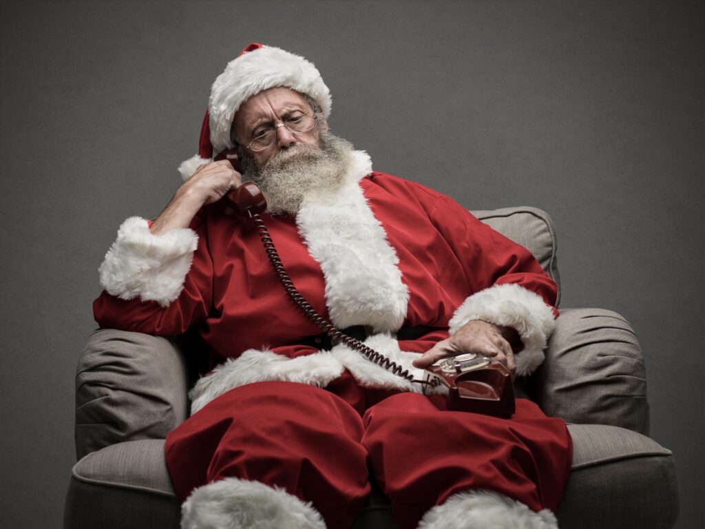 Santa Claus on the phone