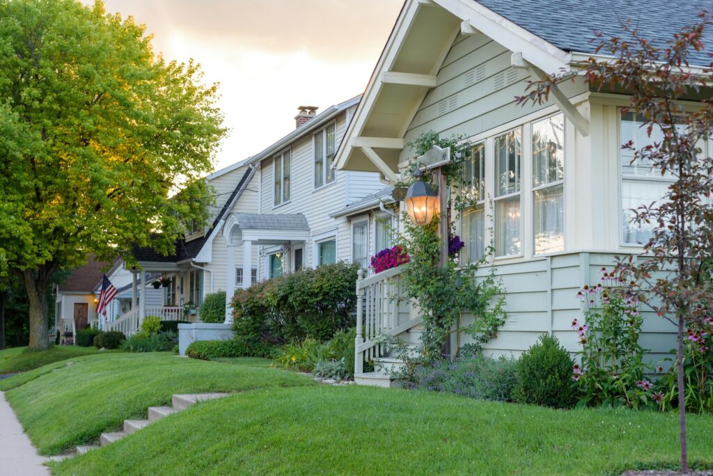 Row of charming homes in a small town